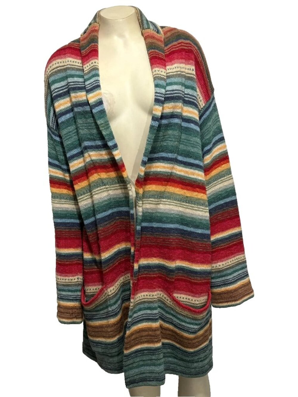 Lauren Ralph Lauren XL Hand Knit Aztec Southwestern Cardigan Sweater No Belt
